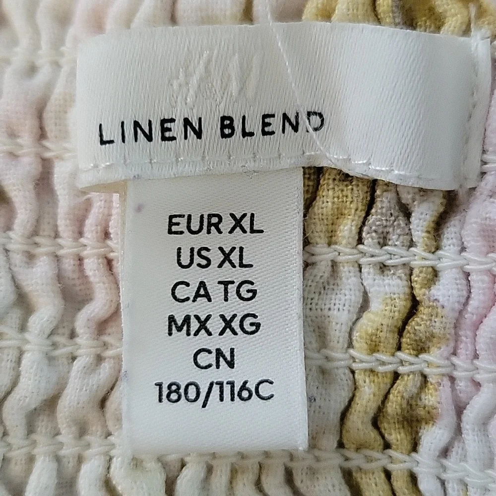H&M Linen & Cotton Blend Floral Midi Dress Garden Tea Party Feminine Pastel XL - Picture 13 of 14